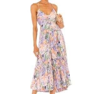 Astr Lavender & Peach Floral Midi Dress